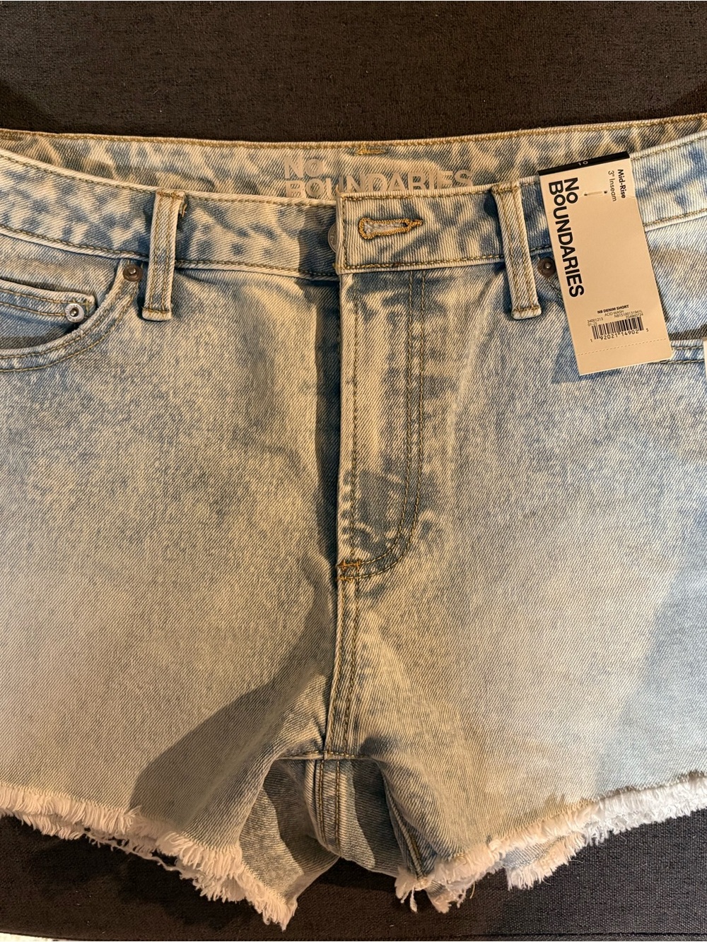 No Boundaries Light Blue Denim Shorts with Frayed Waistband